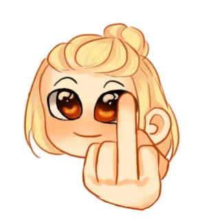 🖕 middle finger, offensive gesture, cartoon, disrespectful, rude, blond hair telegram sticker