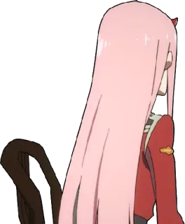 👀 Zero Two Darling in the Franxx anime, zero two, darling in the franxx, pinke haare, hörner, dino mädchen telegram sticker