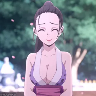 🏮 Anime, Mulher, Desenho animado, Sorriso, Roxo, Rosa whatsapp sticker