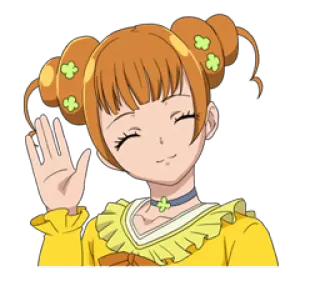 👋 Anime, Garota, Fofa, Acenando, Amarelo, Personagem telegram sticker