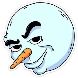 😏 snowman, cartoon, funny, winter, character, face, carrot, snow telegram sticker