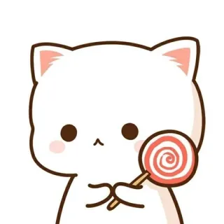 🌟 cat, lollipop, cute, kawaii, cartoon, animal, candy whatsapp sticker