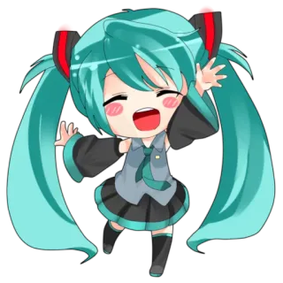 🎵 Hatsune Miku anime, chibi, vocaloid, hatsune miku, cute whatsapp sticker
