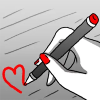 📝 cuore, amore, disegno, penna, romantico, mano telegram sticker