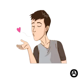 😘 dibujos animados, beso, amor, hombre, corazón telegram sticker