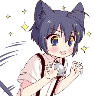 🤩 Anime, Catboy, Mignon, Kawaii, Étincelle, Dessin animé, Autocollant telegram sticker