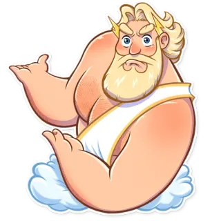 😒 Zeus greek, god, mythology, cartoon, cloud telegram sticker