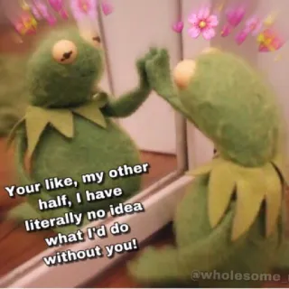 🥰 Kermit Your like, my other half, I have literally no idea what I'd do without you! rana, amor, sano, afecto, Kermit la rana telegram sticker