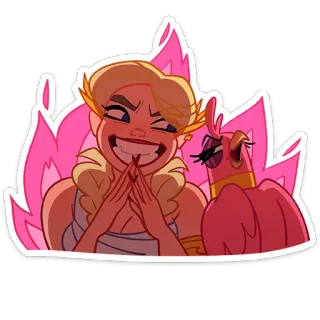 😔 cartoon, animation, character, pink, woman, plotting telegram sticker