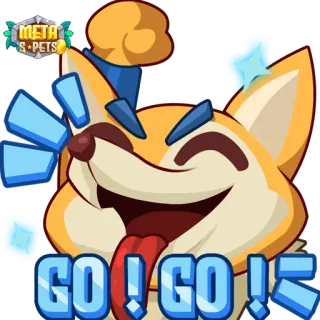 🙌 GO! GO! Meta Haustiere, Fuchs, Hund, Fröhlich, Jubel, Animation, Spiel telegram sticker