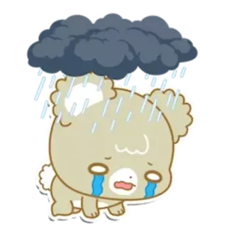 😭 triste, urso, chorando, chuva, nuvem, fofo telegram sticker