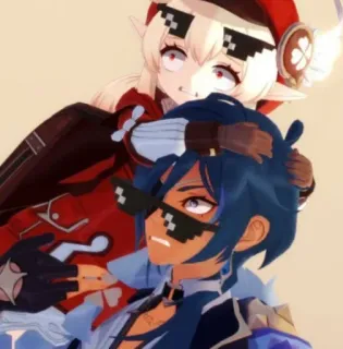 🌟 Klee Genshin Impact genshin impact, klee, kaeya, video game, pixel glasses, anime telegram sticker