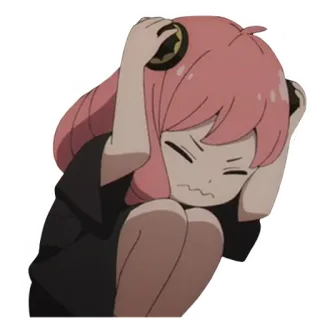 😰 Anya Forger Spy x Family anime, kartun, cewek, rambut pink, imut, khawatir whatsapp sticker