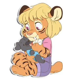 🍼 สัตว์, ขนฟู, การ์ตูน, เสือ, น่ารัก, เด็ก, ตุ๊กตา telegram sticker