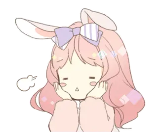 🐰 Anime, Ragazza, Carina, Coniglio, Cartone animato telegram sticker