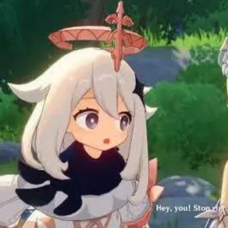 💫 Paimon Genshin Impact Hey, you! Stop right there! paimon, genshin impact, anime, videospielcharakter, fantasy whatsapp sticker