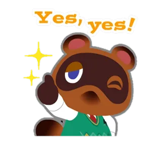 🌟 Tom Nook Animal Crossing Yes, yes! animal crossing, tom nook, sí, videojuego, personaje, lindo, pegatina whatsapp sticker
