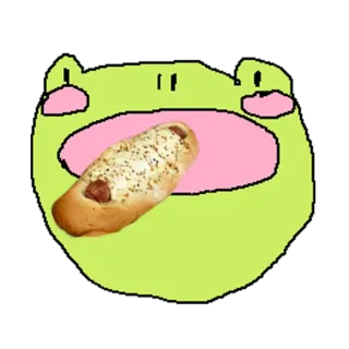 🌭 กบ, ฮอทดอก, การ์ตูน, อาหาร, สัตว์, มีม telegram sticker