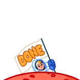 ✅ DONE 宇宙, 宇宙飛行士, 旗, 完了, ミッション telegram sticker