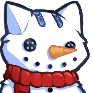 ⛄️ แมว, ตุ๊กตาหิมะ, ผ้าพันคอ, ฤดูหนาว, คริสต์มาส telegram sticker