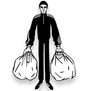 🤪 man, bags, illustration, slav, tracksuit, white, black telegram sticker