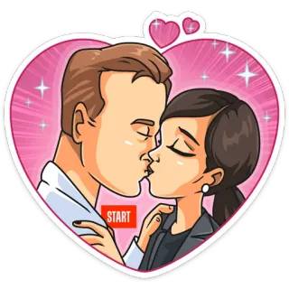 😘 START baiser, amour, couple, romance, dessin animé whatsapp sticker