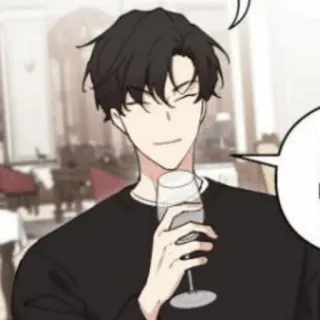 🎗 男, 漫画, ワイン, 飲み物, グラス, 笑顔 telegram sticker