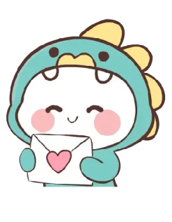 💌 dinosaur, cute, kawaii, heart, love letter, cartoon telegram sticker
