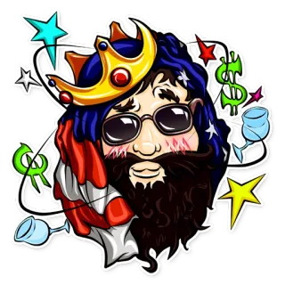 ☺️ roi, couronne, étoiles, dollar, lunettes, barbe telegram sticker
