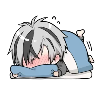 🌟 Anime, Chibi, Dormir, Mignon, Dessin animé, Fatigué, Kawaii telegram sticker