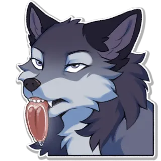😛 หมาป่า, ลิ้น, สัตว์, การ์ตูน telegram sticker