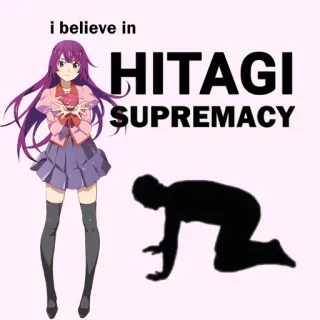 🙇 Hitagi Senjougahara Monogatari i believe in HITAGI SUPREMACY Аниме, Фанатское творчество, Хитаги Сэндзёгахара, Истории монстров, Поклонение персонажу, На коленях telegram sticker