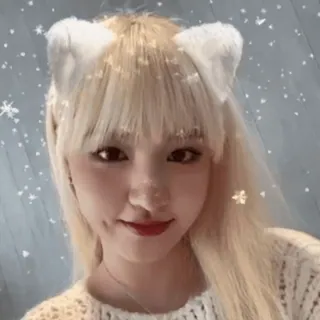 🌨 woman, portrait, cat ears, selfie, snowflakes, girl, person telegram sticker