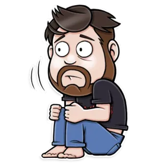 😖 Мультфильм, Мужчина, Сидит, Тревожный, Напуганный, Расстроен telegram sticker