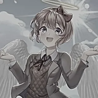 🍓 Sayori Doki Doki Literature Club! anime, angel, wings, halo, cute, kawaii telegram sticker