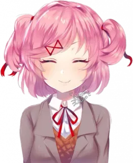 ☺ Natsuki Doki Doki Literature Club! Anime, Manga, Słodkie, Dziewczyna, Różowe włosy, Doki Doki Literature Club telegram sticker