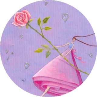 🌹 Rose, Frau, Kleid, Herzen, Rosa, Fantasy telegram sticker