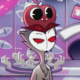🦉 Stolas Helluva Boss burung hantu, iblis, kartun, apel, burung telegram sticker