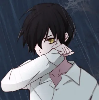 ✨ anime, manga, sad, crying, rain, boy telegram sticker