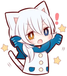 😲 Аниме, Манга, Кот, Чиби, Каваи, Милый, Наклейка telegram sticker