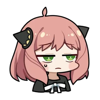 😐 Anya Forger Spy × Family Anya, Spy x Family, Anime, Manga, süß, Cartoon, rosa Haare, Gesichtsausdruck telegram sticker
