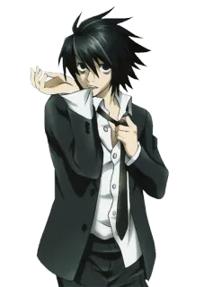 😬 L Lawliet Death Note anime, L, detective, character, manga telegram sticker