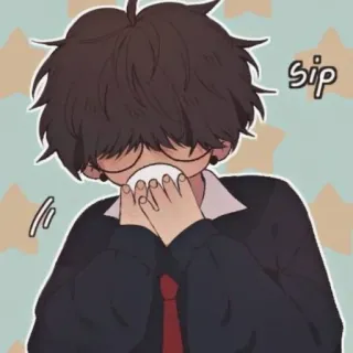 💗 sip 음료, 차, 커피, 귀여운, 애니메이션, 소년 telegram sticker