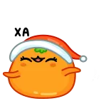 🤣 XA pomarańczowy, boże narodzenie, czapka mikołaja, słodkie, kreskówka, kawaii, świąteczny telegram sticker