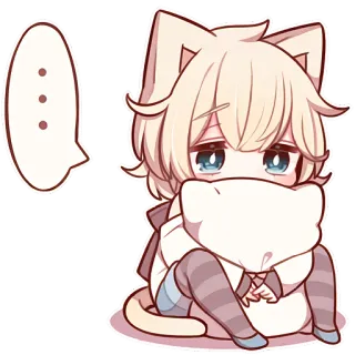 😶 catboy, anime, chibi, kawaii, cute, sticker telegram sticker