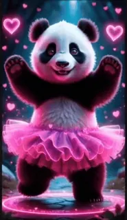 🌟 panda, ballerina, tutu, hearts, cute, animal, dance, pink telegram sticker