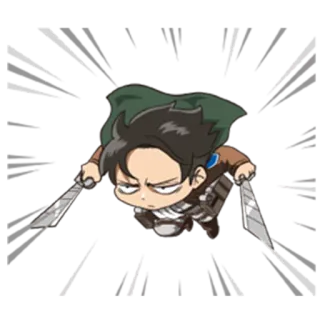 😒 Levi Ackerman Attack on Titan Anime, L'Attaque des Titans, Levi, Épée, Chibi, Bataillon d'exploration telegram sticker