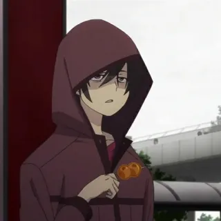 🥀 Anime, Sweat à capuche, Dango, Personnage, Triste, Manger telegram sticker