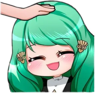 😊 Garota anime, Fofa, Kawaii, Afago na cabeça, Chibi, Cabelo verde whatsapp sticker