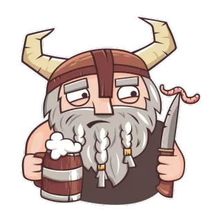 🍺 Viking, Cerveja, Guerreiro, Machado, Desenho animado, Capacete, Verme, Espada whatsapp sticker